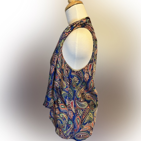 Lauren by Ralph Lauren Paisley Ruffled Sleeveless Blouse size 8 - Picture 2 of 10